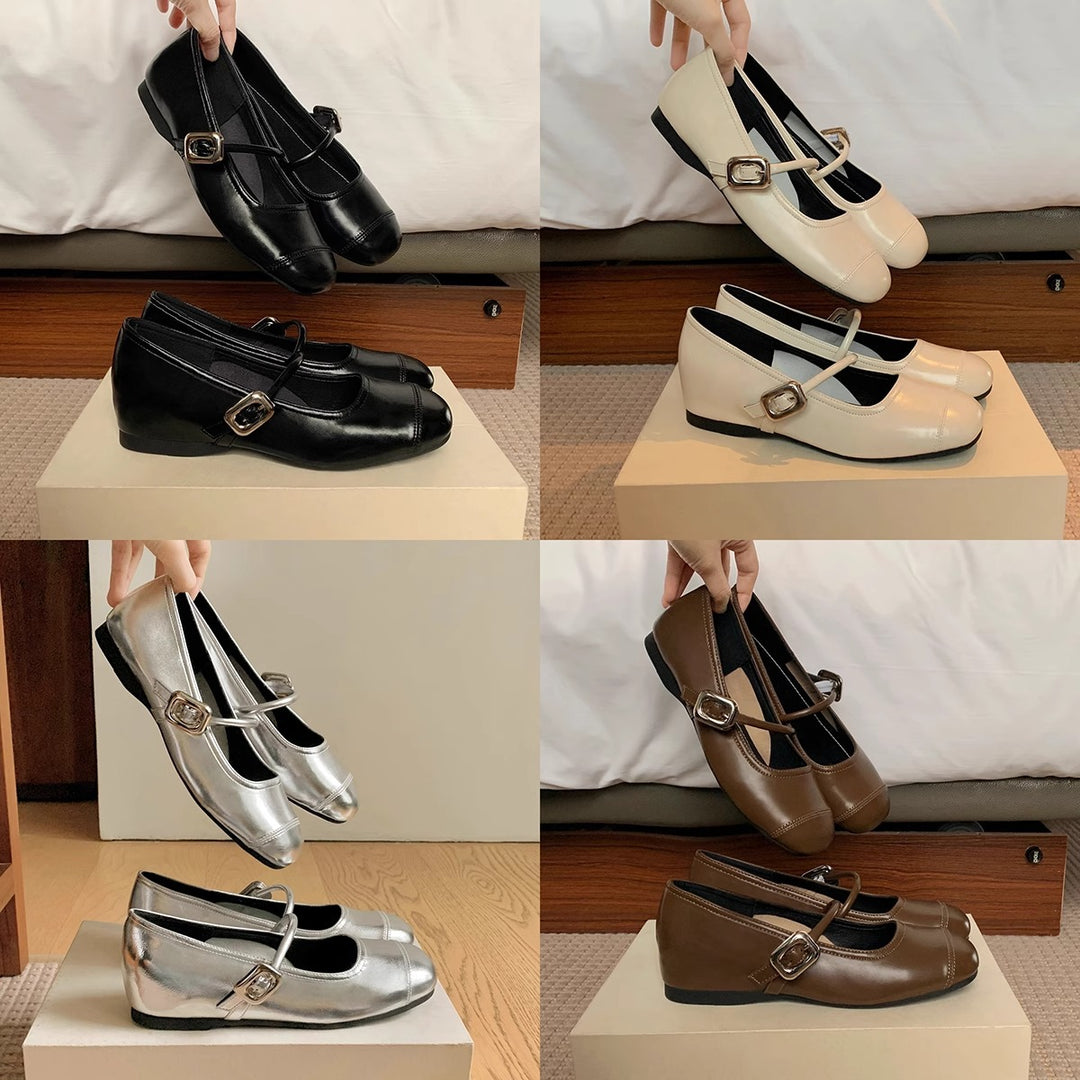 Damen Ballerinas mit dekorativem Riemchen und hochwertiger Metallakzent EB