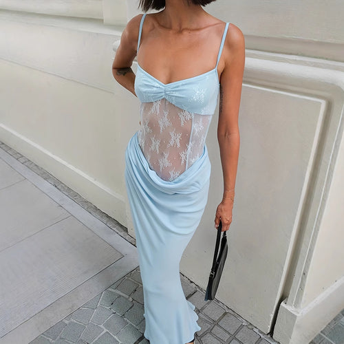 Damen Elegantes Maxikleid mit transparenten Spitzendetails und figurbetontem Schnitt EB