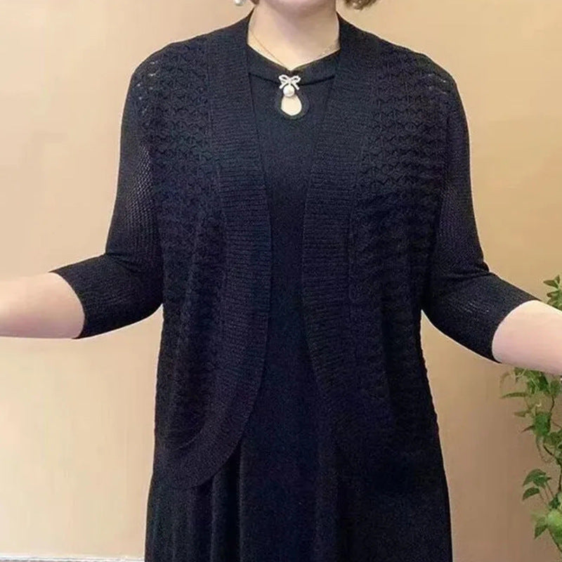 Damen Strickjacke mit 3/4-Ärmeln und strukturiertem Muster EB