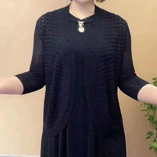Damen Strickjacke mit 3/4-Ärmeln und strukturiertem Muster EB