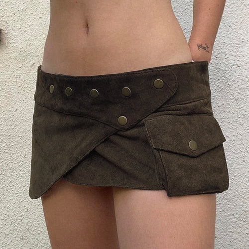 Damen modischer Kurzrock mit funktionalen Taschen und Knopfdetails EB