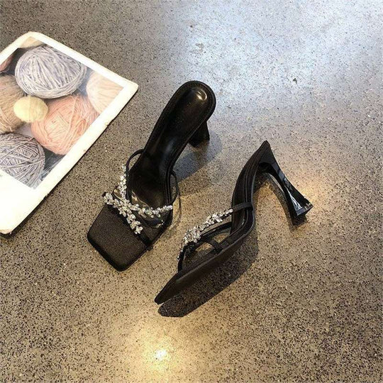 Damen elegante Sandalen mit funkelnden Verzierungen EB