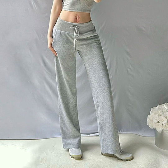Damen nan weite Sweatpants mit hohem Komfortbund, Kordelzug und aufgesetzten Taschen EB