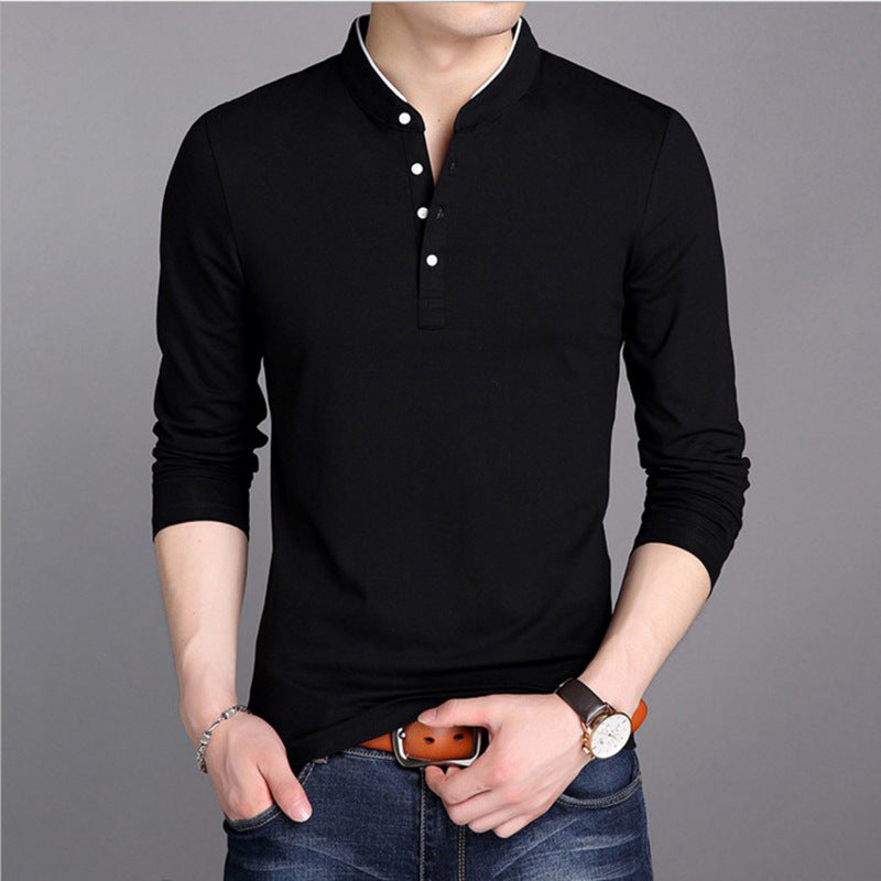 Herren Langarm-Henley-Shirt mit modernem Schnitt und hochwertiger Baumwolle EB
