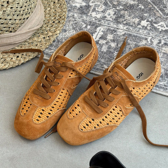 Damen elegante und luftige Schnürschuhe mit handgewebtem Obermaterial EB