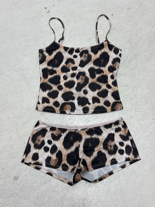 Damen sportliches Set mit Leopardenmuster EB