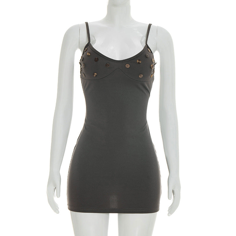 Damen Minikleid mit innovativen Knopfakzenten und figurbetonter Silhouette EB