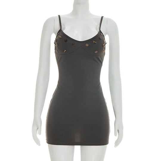 Damen Minikleid mit innovativen Knopfakzenten und figurbetonter Silhouette EB