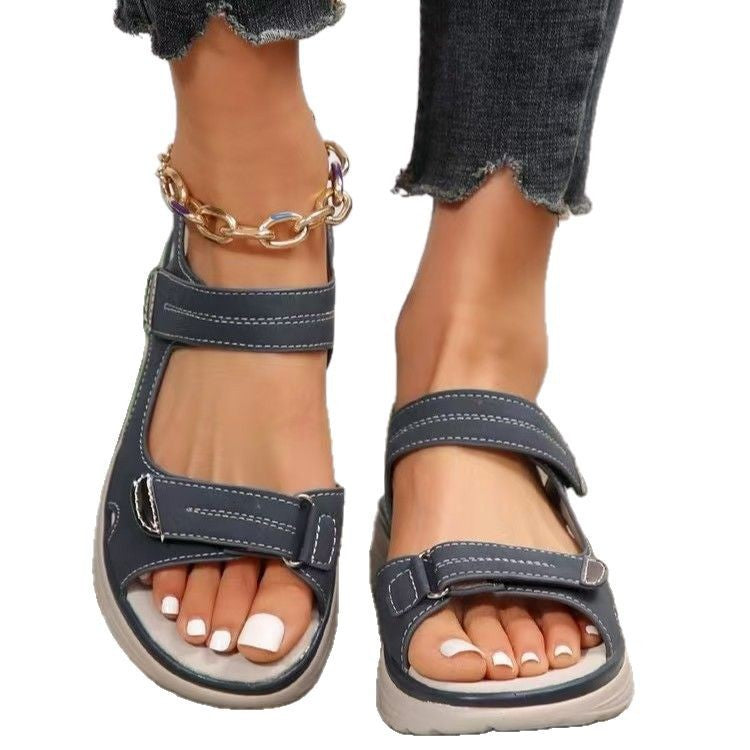 Damen Bequeme Riemchen-Sandalen mit ergonomischem Fußbett und verstellbaren Klettverschlüssen EB