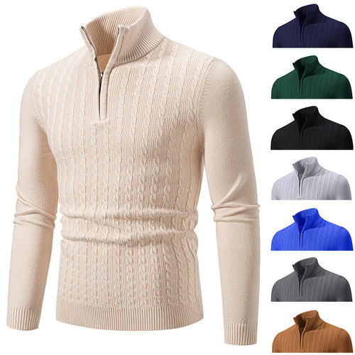 Herren eleganter Strickpullover mit hochabschließendem Reißverschluss EB