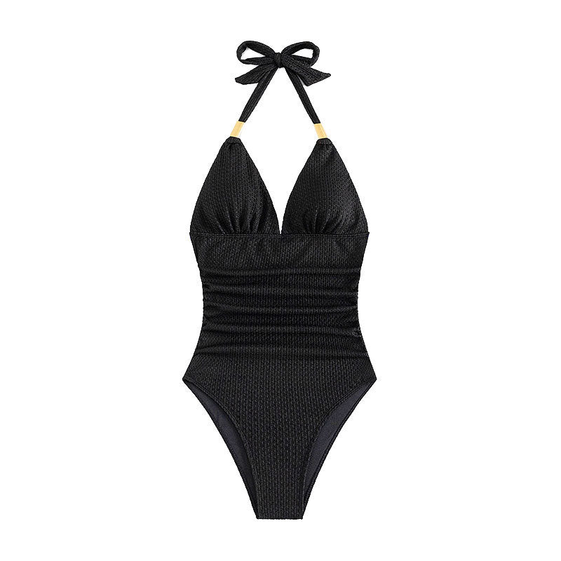 Damen Eleganter V-Ausschnitt Einteiler Badeanzug EB