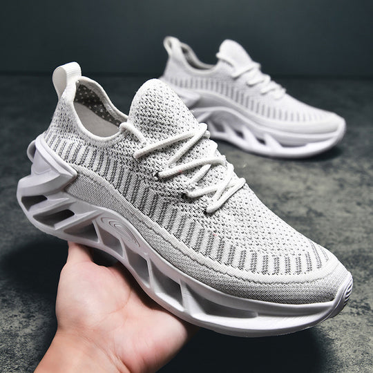 Unisex atmungsaktive Strick‑Runner mit skulpturierter Hohlkammer‑Plattform und flexibler Trail‑Laufsohle EB