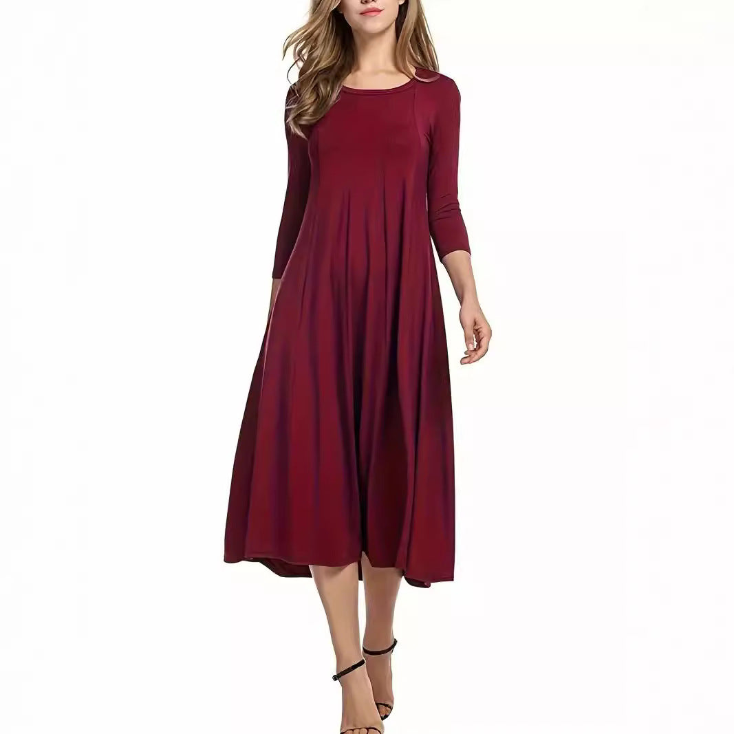 Damen Midi-Kleid mit schmeichelndem Schnitt und 3/4-Ärmeln EB