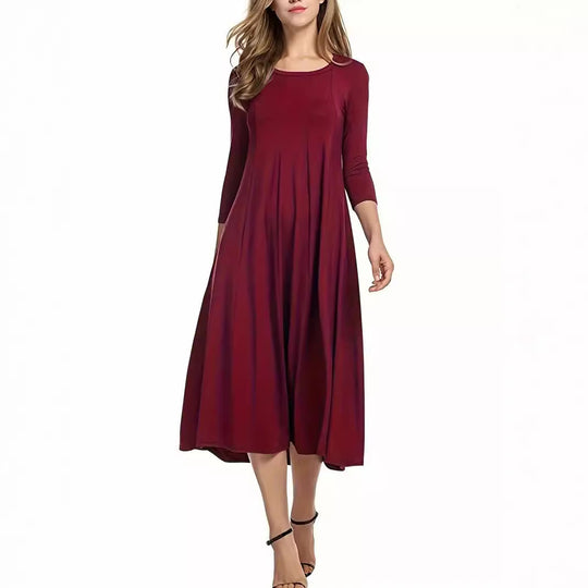 Damen Midi-Kleid mit schmeichelndem Schnitt und 3/4-Ärmeln EB