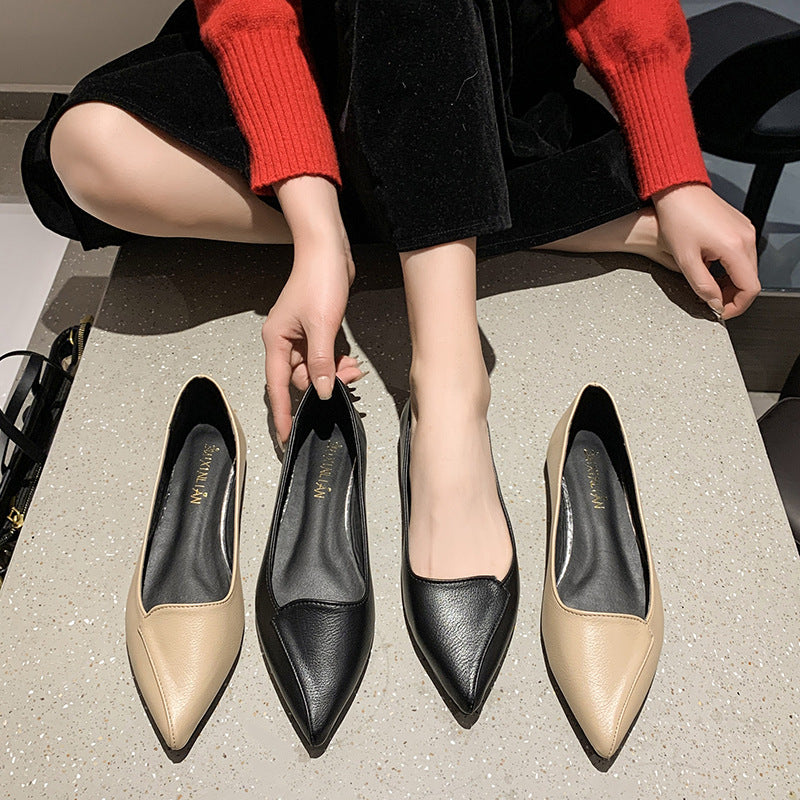 Damen spitze Ballerinas aus hochwertigem Leder EB