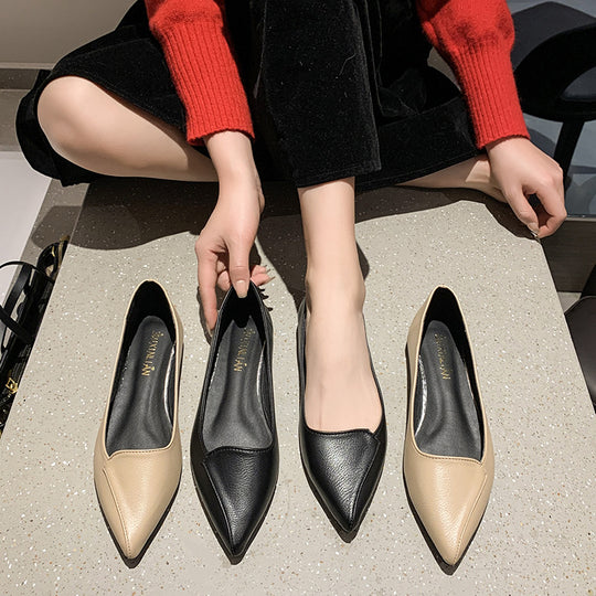 Damen spitze Ballerinas aus hochwertigem Leder EB