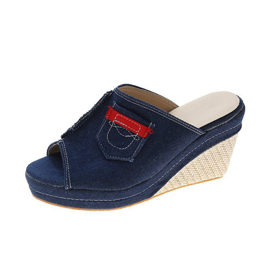Damen Wedge-Pantoletten mit elegantem Riemendesign EB
