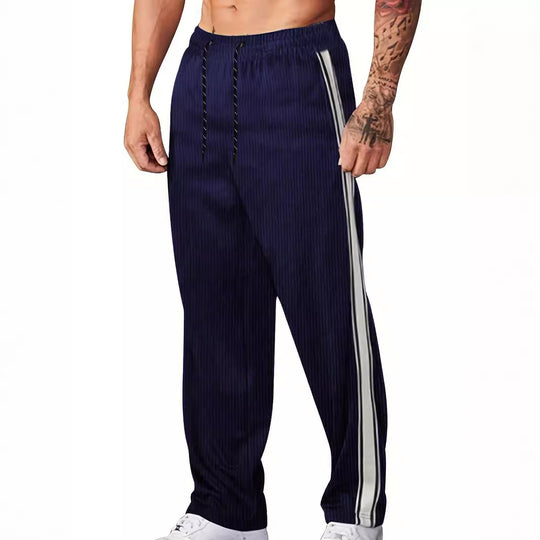 Herren nan gerippte Relax-Jogginghose mit weitem Bein, seitlicher Paspel und elastischem Kordelbund EB