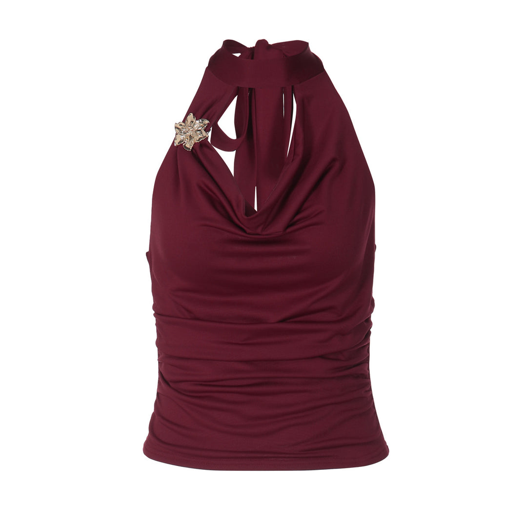 Damen Elegantes Haltertop mit geschmeidigem Sitz und funkelndem Schmuckdetail EB