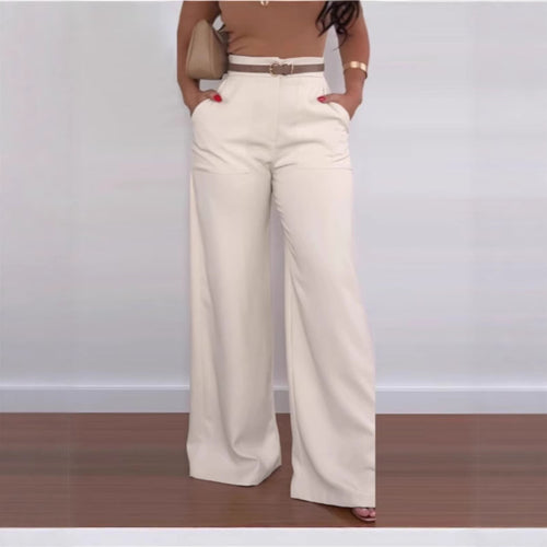Damen Weit geschnittene Hochtaillenhose mit Taschen EB