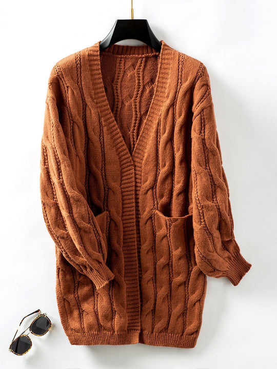 Damen Strickjacke mit V-Ausschnitt und praktischen Taschen EB