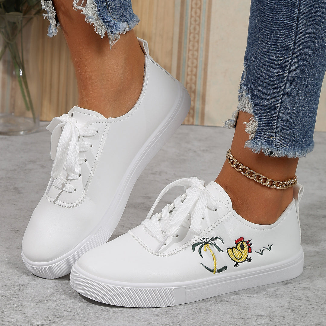 Damen Sneaker mit verspieltem Stickmuster und bequemer Sohle EB