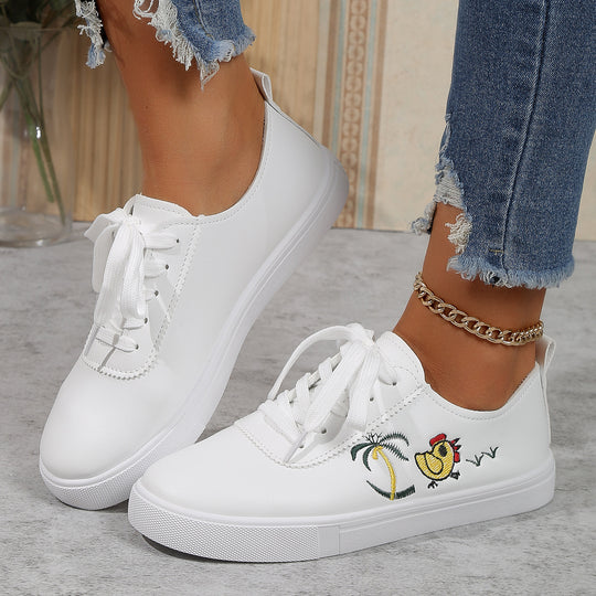 Damen Sneaker mit verspieltem Stickmuster und bequemer Sohle EB