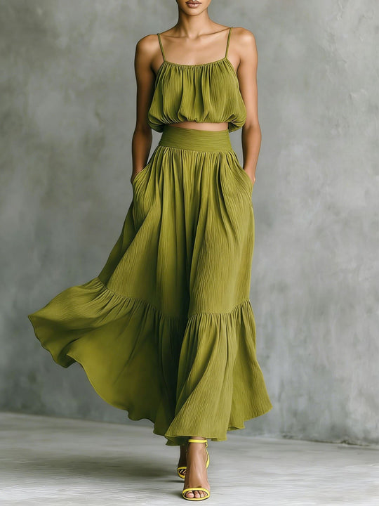 Damen Sommerliches Zweiteiler-Kleid mit fließendem Schnitt und praktischen Taschen EB