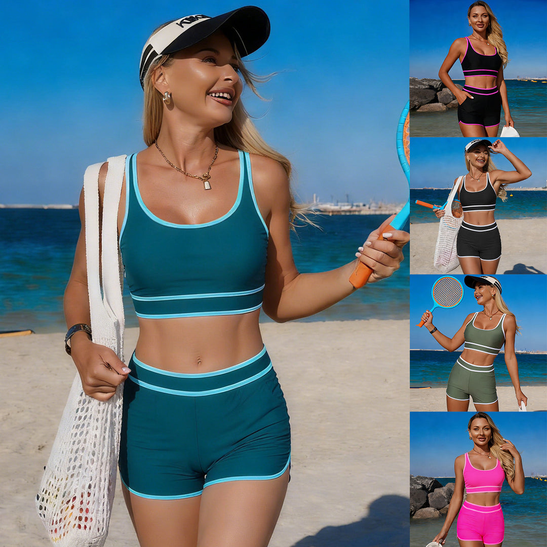 Damen Sport-Bikini-Set mit verstellbaren Trägern und Hochbund EB