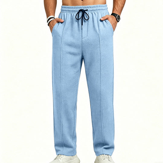 Herren Texturierte Relax-Fit Jogginghose mit Bügelfalte und Kordelzug EB
