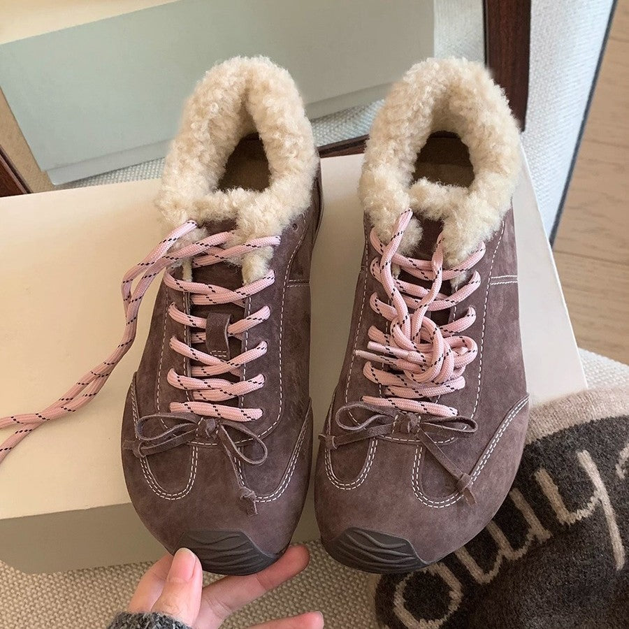 Damen Sportliche Winter-Sneaker mit kuscheligem Kunstfellkragen und rutschfester Sohle EB