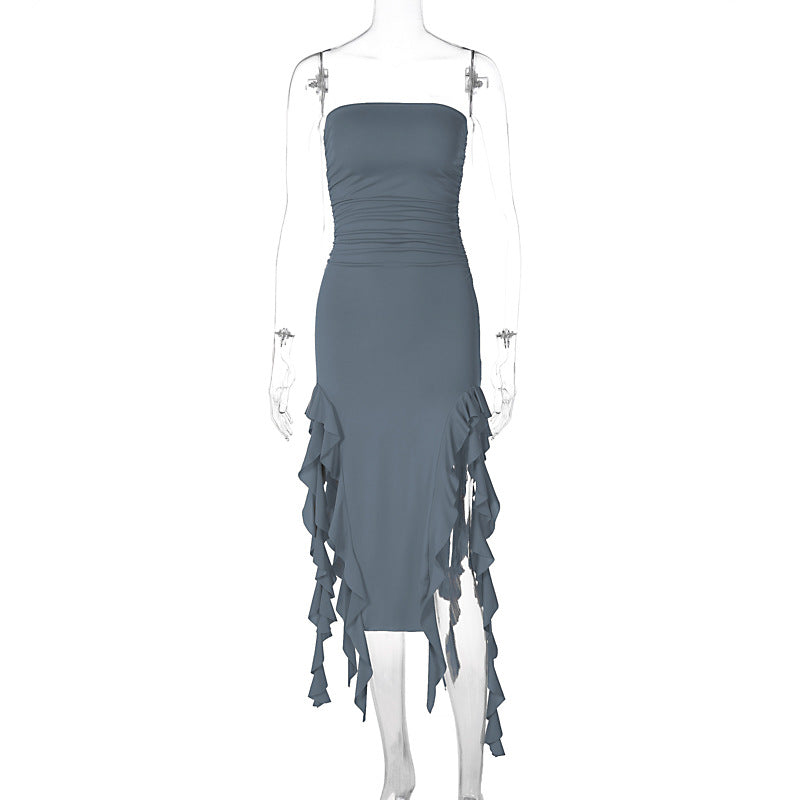 Damen Wickelkleid mit Rüschen und figurformendem Schnitt EB