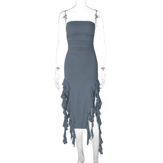Damen Wickelkleid mit Rüschen und figurformendem Schnitt EB