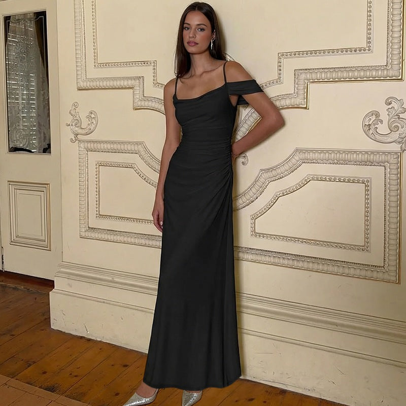 Damen Elegantes bodenlanges Kleid mit einzigartiger Drapierung EB