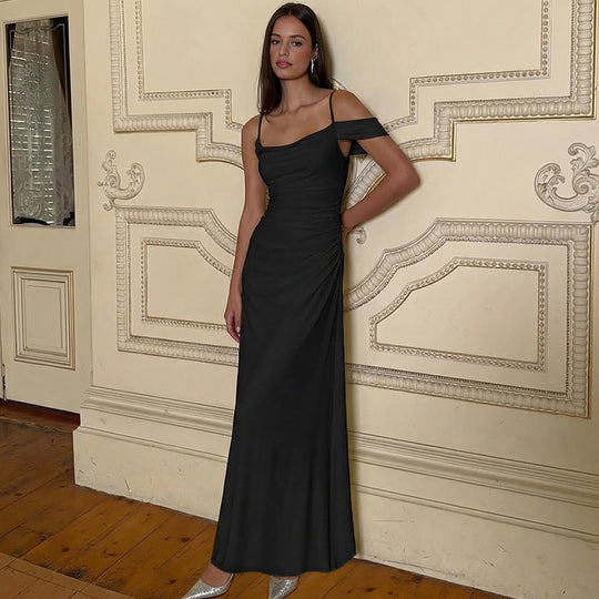 Damen Elegantes bodenlanges Kleid mit einzigartiger Drapierung EB