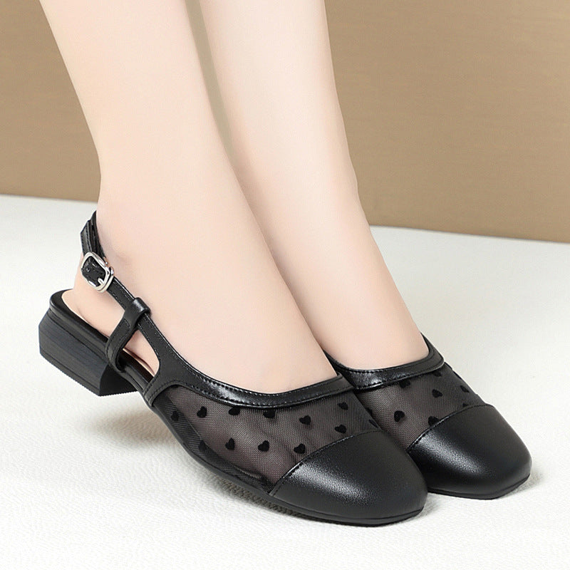 Damen Slingpumps mit einem romantischen Herzdesign und bequemem Blockabsatz EB