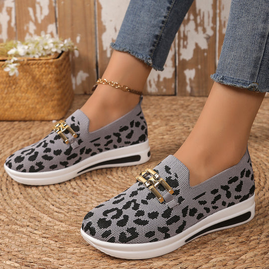 Damen Modische Slip-On Sneakers mit Animal-Print und komfortablem Fußbett EB