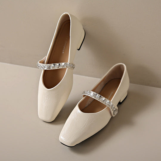 Damen elegante Mary Jane Schuhe mit modischem Riemen und funkelnden Applikationen EB