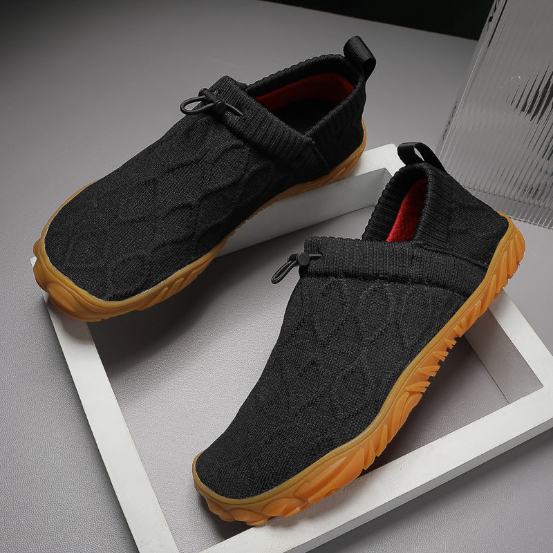 Herren gestrickte Slip-On Freizeitsneaker mit elastischem Schaft, Zuglasche und griffiger Gummisohle EB