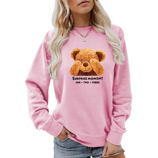 Damen Freizeitpullover mit süßem Bärenmotiv EB