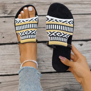 Damen modische Zehentrenner-Sandalen mit auffälligem Muster EB