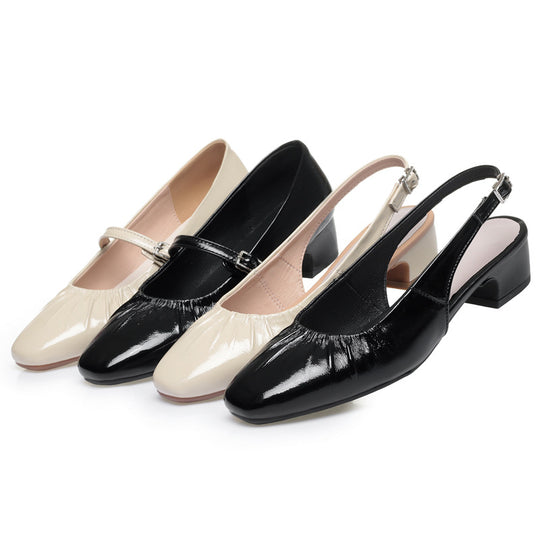 Damen Slingpumps mit elastischem Rüschendesign EB
