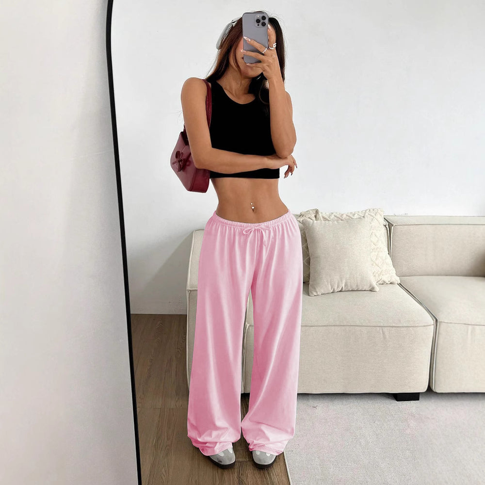 Damen lässiges Cropped-Oberteil und weite Hose Set EB