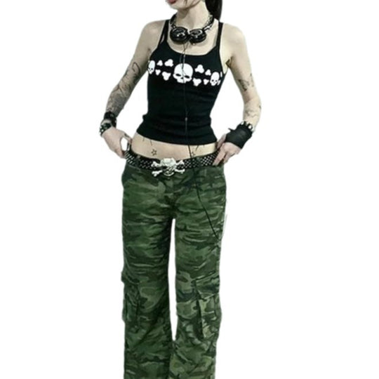 Damen Tanktop mit frechem Totenkopf-Design und schmalen Trägern EB