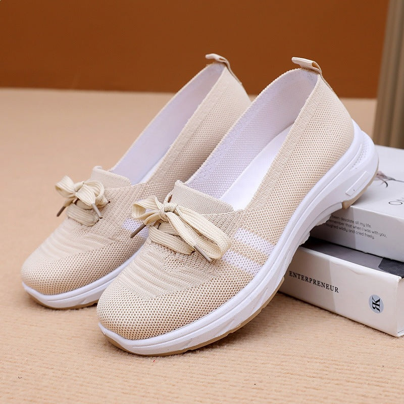 Damen Bequeme Slip-On Sneakers mit modischem Schleifendetail EB
