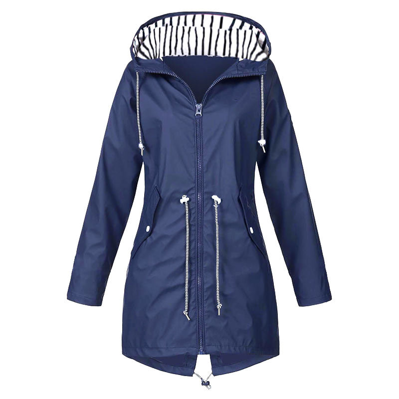 Damen wasserabweisende Freizeitjacke mit verstellbarem Kapuzenkragen und funktionalen Taschen EB