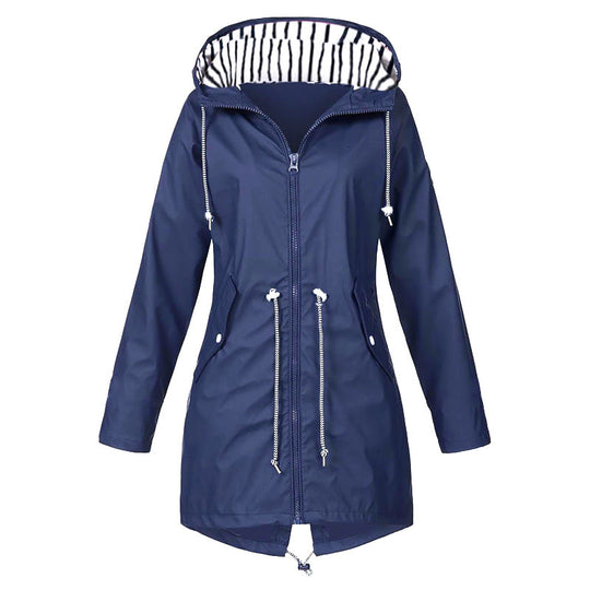Damen wasserabweisende Freizeitjacke mit verstellbarem Kapuzenkragen und funktionalen Taschen EB