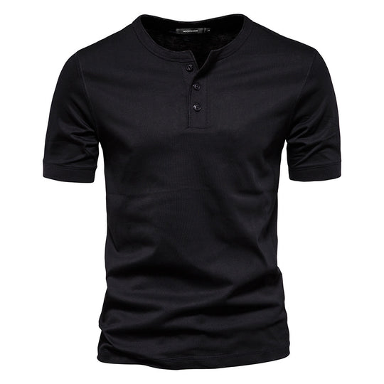 Herren nan schmal geschnittenes Kurzarmshirt mit kurzer Knopfleiste und geripptem Kragen aus Baumwollmix EB