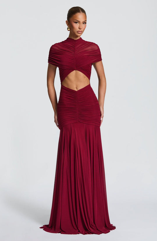Damen Elegantes Abendkleid mit innovativem Cut-Out-Design und gefaltetem Stoff EB