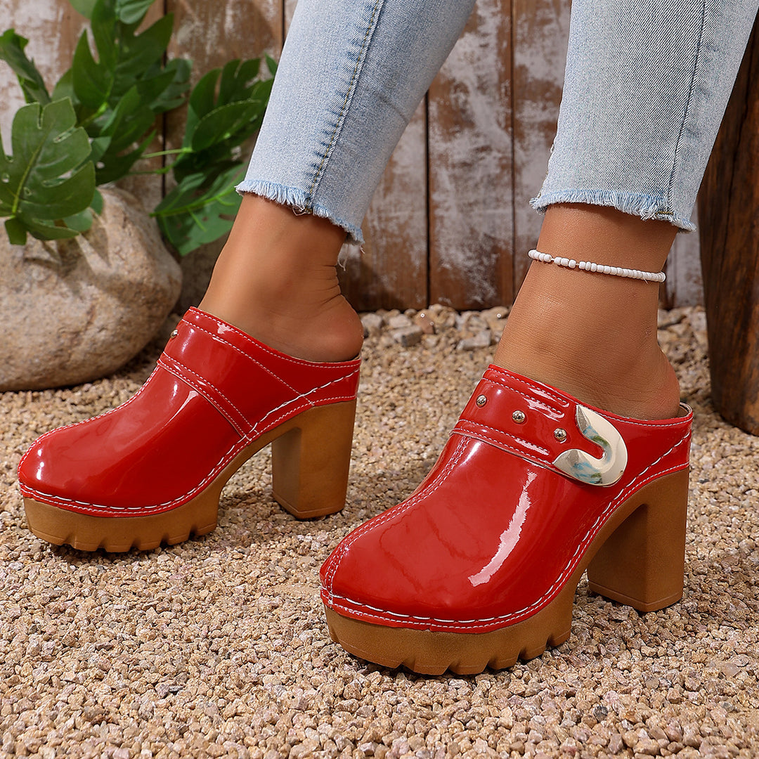 Damen Hochwertige Clogs mit Holzsohle EB